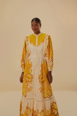 FARM Rio Robes Longues<Robe longue fleurie crème Aura