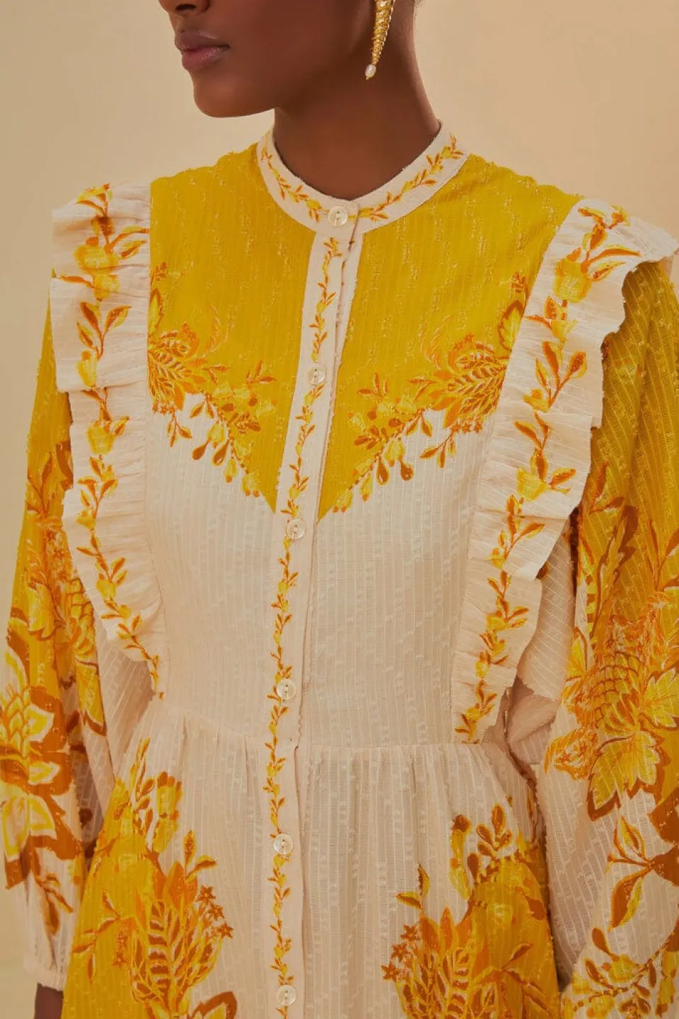 FARM Rio Robes Longues<Robe longue fleurie crème Aura