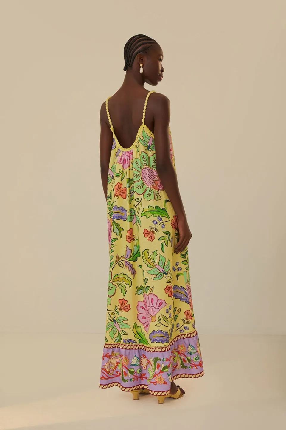 FARM Rio Robes Longues<Robe longue jaune à fleurs et insectes
