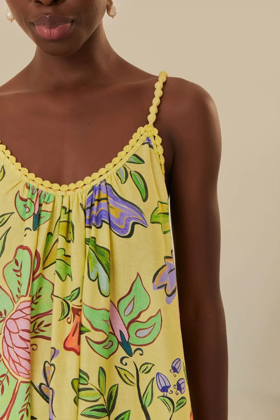 FARM Rio Robes Longues<Robe longue jaune à fleurs et insectes
