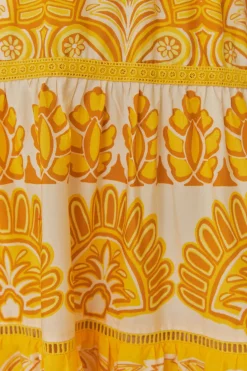 FARM Rio Robes Longues<Robe longue jaune à une épaule en tapisserie Ainika