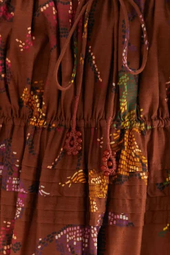 FARM Rio Robes Longues<Robe longue marron à pois chevaux