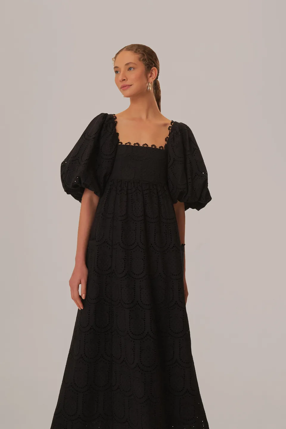 FARM Rio Robes Longues<Robe longue noire à œillets ananas