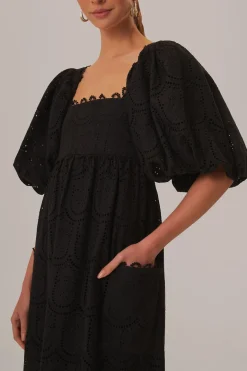 FARM Rio  Robes Longues<Robe longue noire à œillets ananas