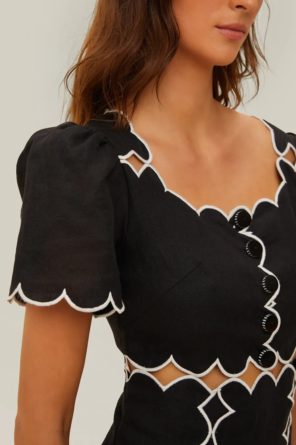 FARM Rio Robes Longues<Robe longue noire à manches courtes LENZING™ ECOVERO™ Euroflax™