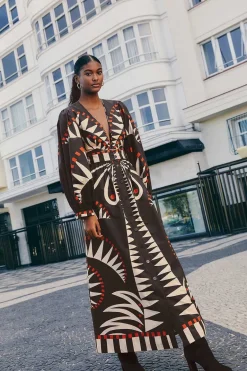 FARM Rio Robes Longues<Robe longue noire à manches bouffantes Coconut Grove