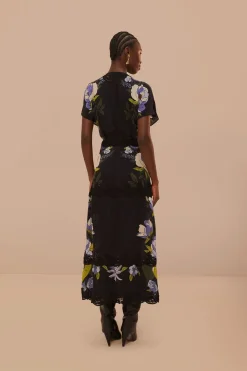 FARM Rio Robes Longues<Robe longue noire en dentelle de jardin douce