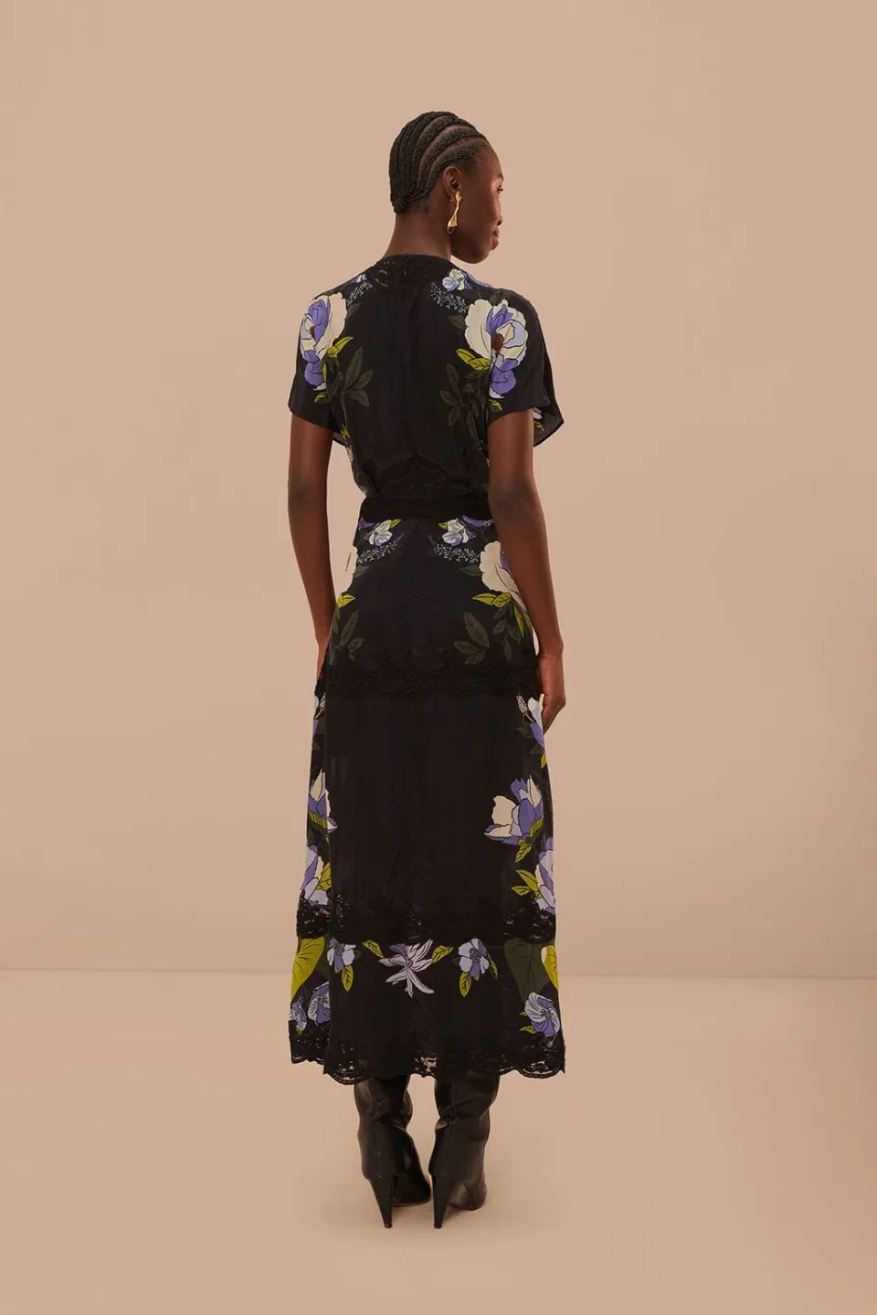 FARM Rio Robes Longues<Robe longue noire en dentelle de jardin douce