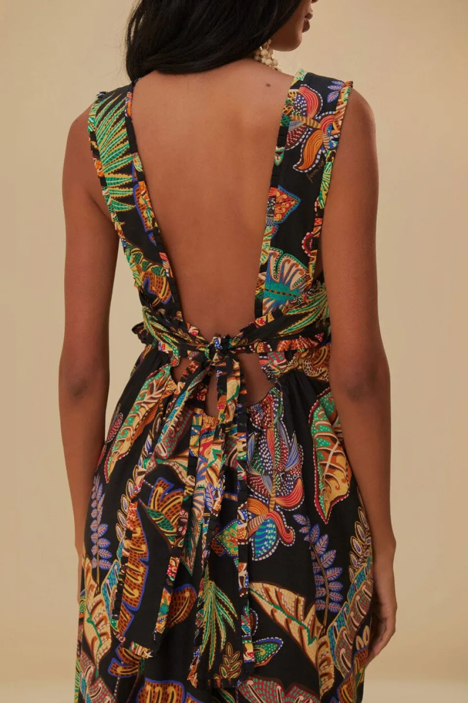 FARM Rio Robes Longues<Robe longue noire sans manches Cool Foliage