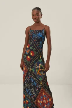 FARM Rio Robes Longues<Robe longue noire sans manches en LENZING™ ECOVERO™ avec foulards arab