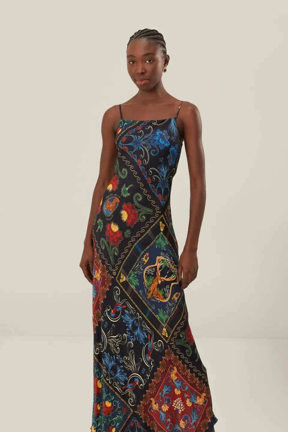 FARM Rio Robes Longues<Robe longue noire sans manches en LENZING™ ECOVERO™ avec foulards arab