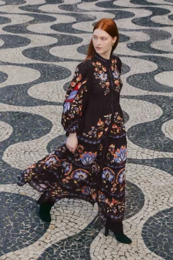 FARM Rio Robes Longues<Robe longue noire Winter Garden à manches longues