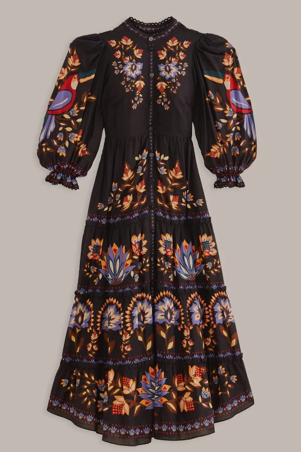FARM Rio Robes Longues<Robe longue noire Winter Garden à manches longues