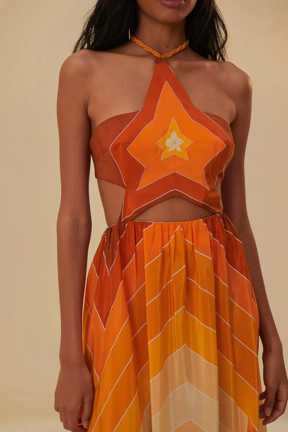 FARM Rio Robes Longues<Robe longue orange à rayures dégradées