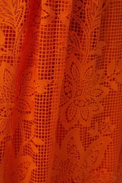 FARM Rio Robes Longues<Robe longue orange sans manches en guipure