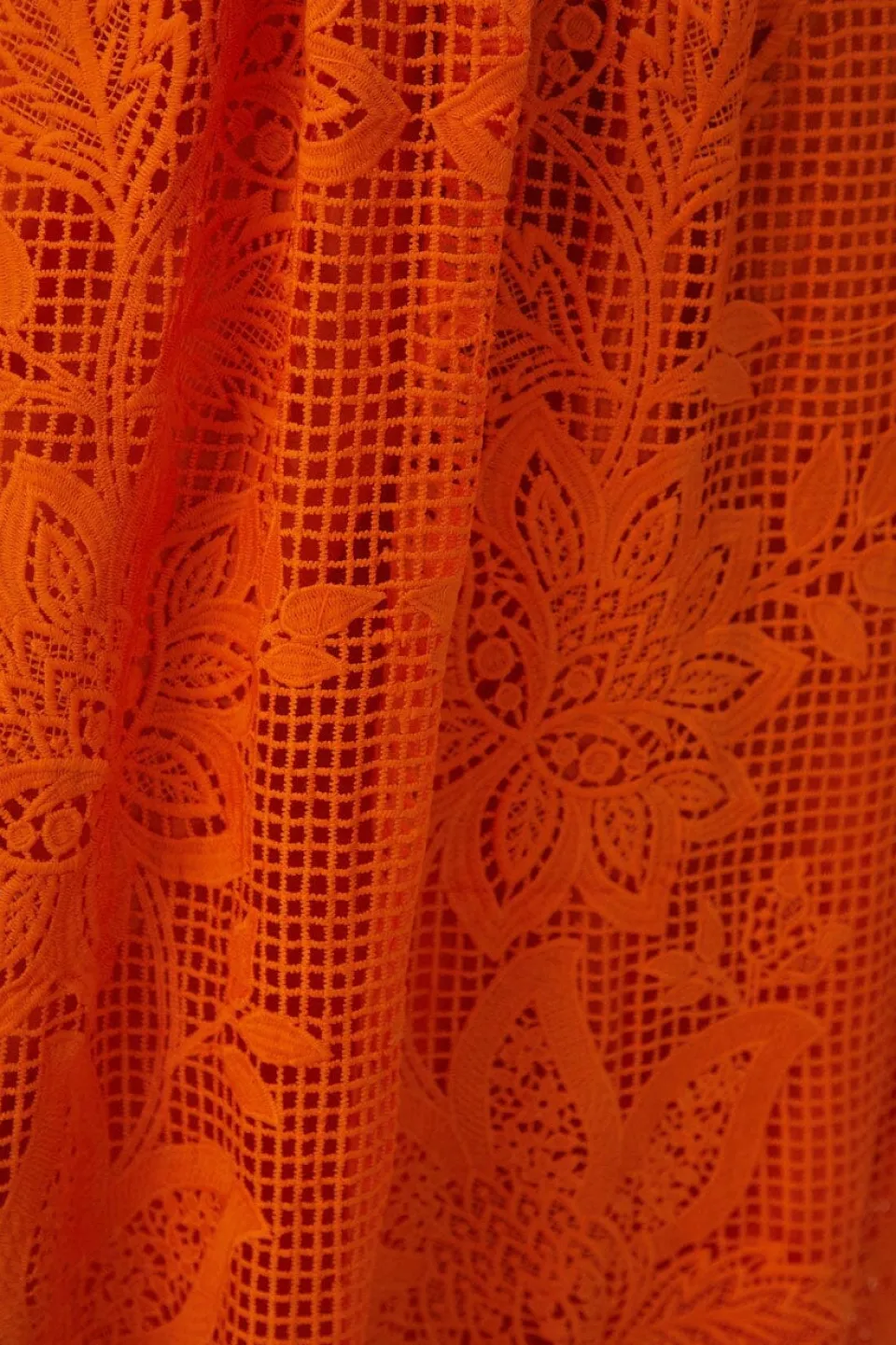 FARM Rio Robes Longues<Robe longue orange sans manches en guipure