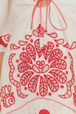 FARM Rio  Robes Longues<Robe longue Richelieu blanche à col en V