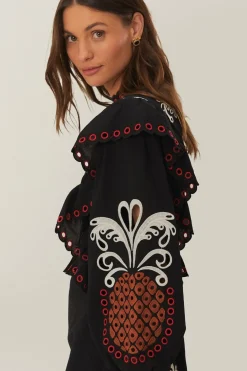 FARM Rio Robes Longues<Robe longue Richilieu à manches longues et motif mandala cajou