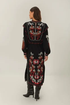 FARM Rio Robes Longues<Robe longue Richilieu à manches longues et motif mandala cajou