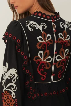 FARM Rio Robes Longues<Robe longue Richilieu à manches longues et motif mandala cajou