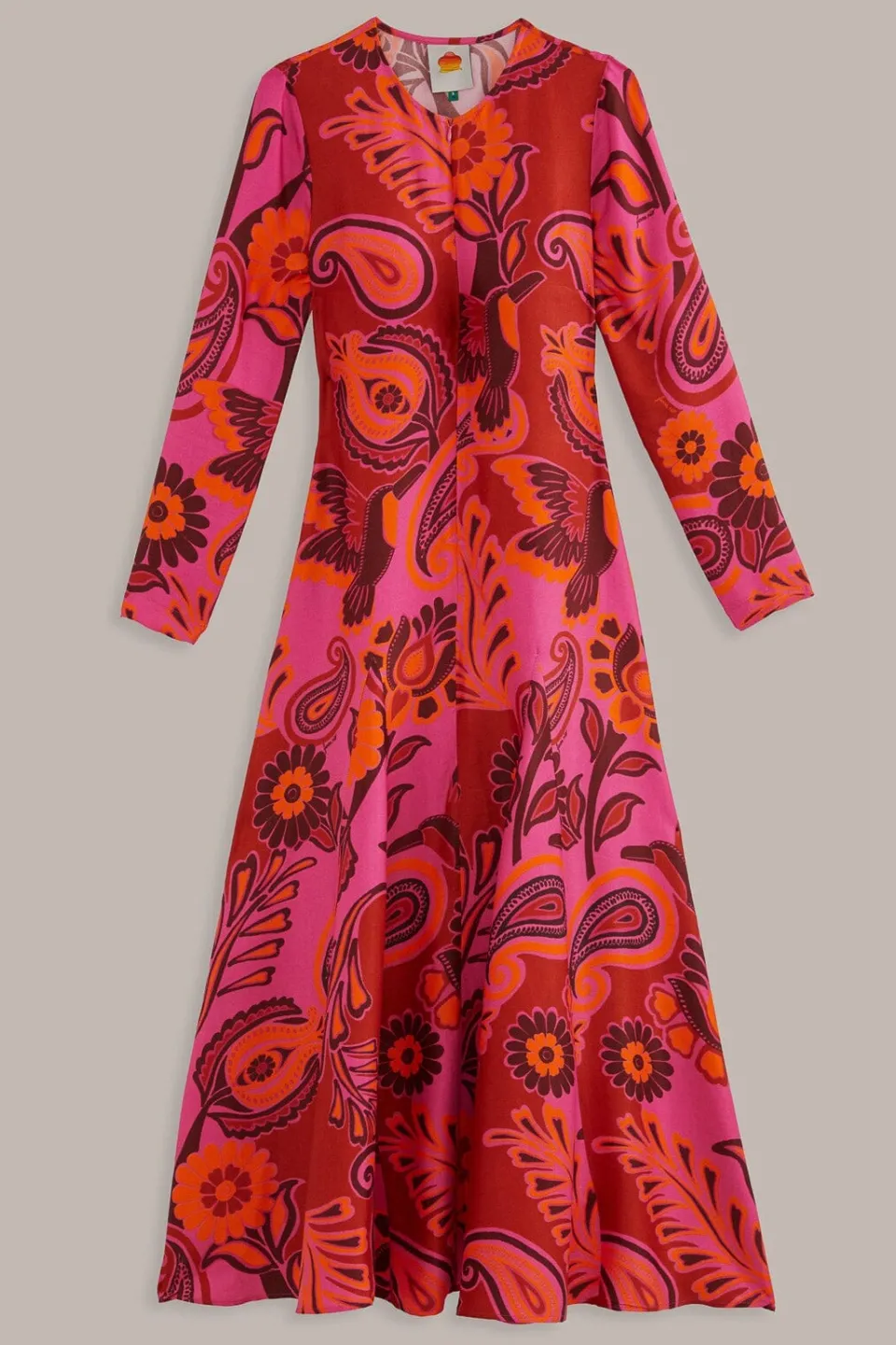 FARM Rio Robes Longues<Robe longue rose à manches longues et fleurs audacieuses