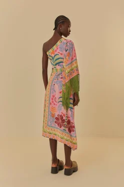 FARM Rio Robes Longues<Robe longue rose à une épaule avec foulard Queen Fruits
