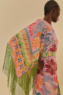 FARM Rio Robes Longues<Robe longue rose à une épaule avec foulard Queen Fruits