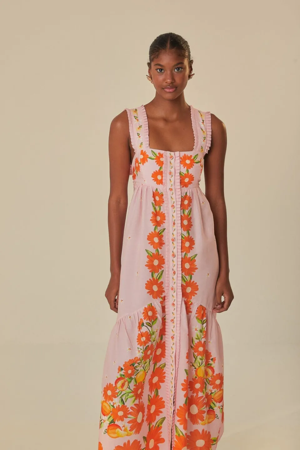 FARM Rio Robes Longues<Robe longue rose salade de papaye