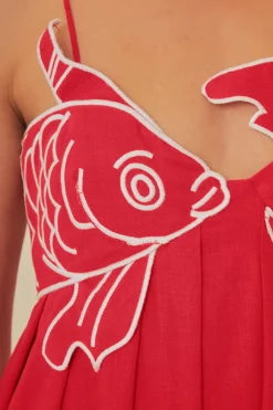 FARM Rio Hauts Courts|Robes Longues<Robe longue rouge à haut poisson