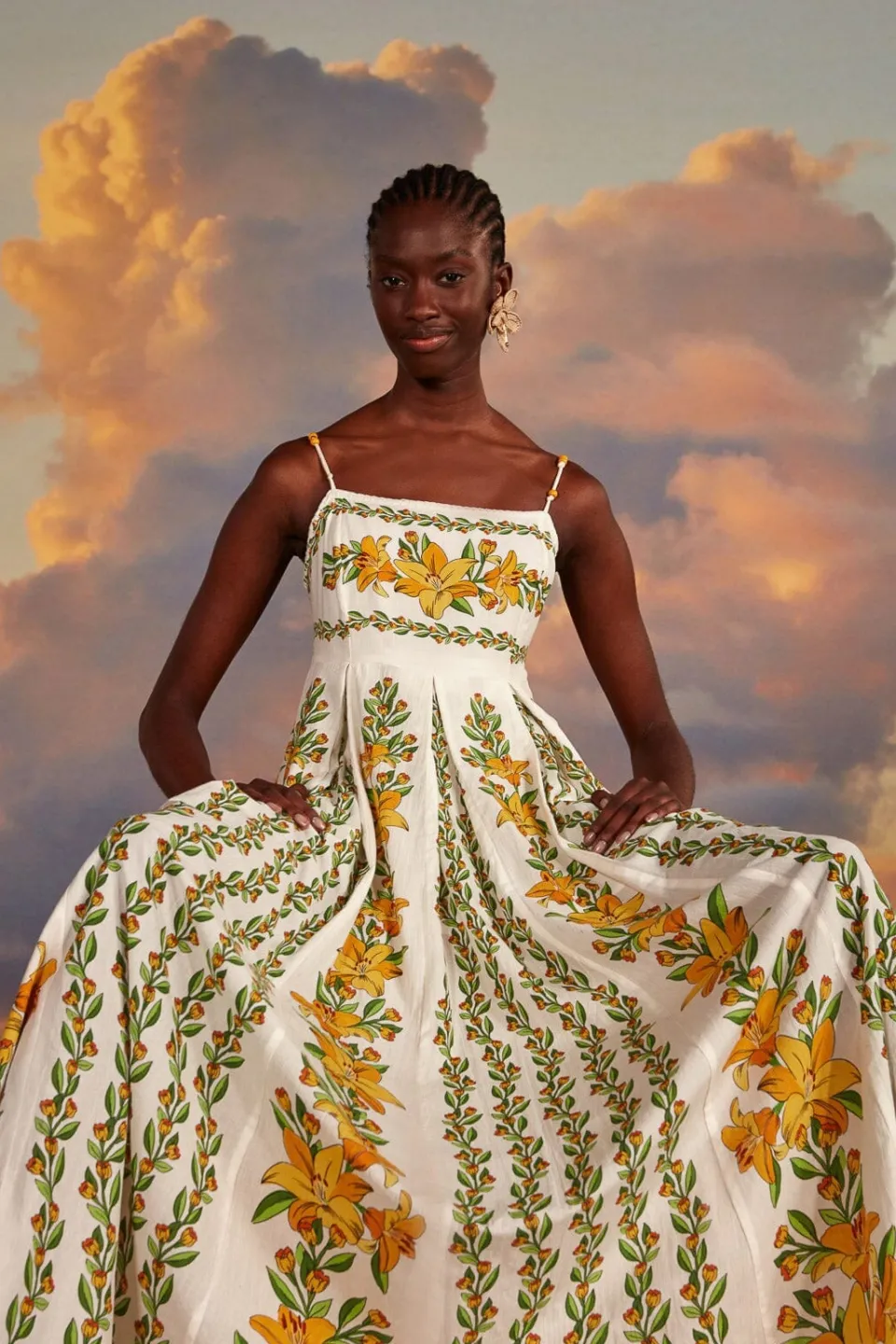 FARM Rio Robes Longues<Robe longue sans manches Off-White Tropical Lightness