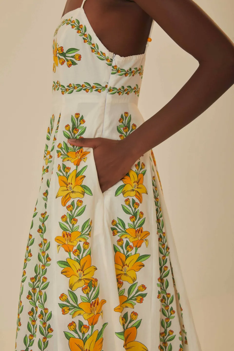 FARM Rio Robes Longues<Robe longue sans manches Off-White Tropical Lightness