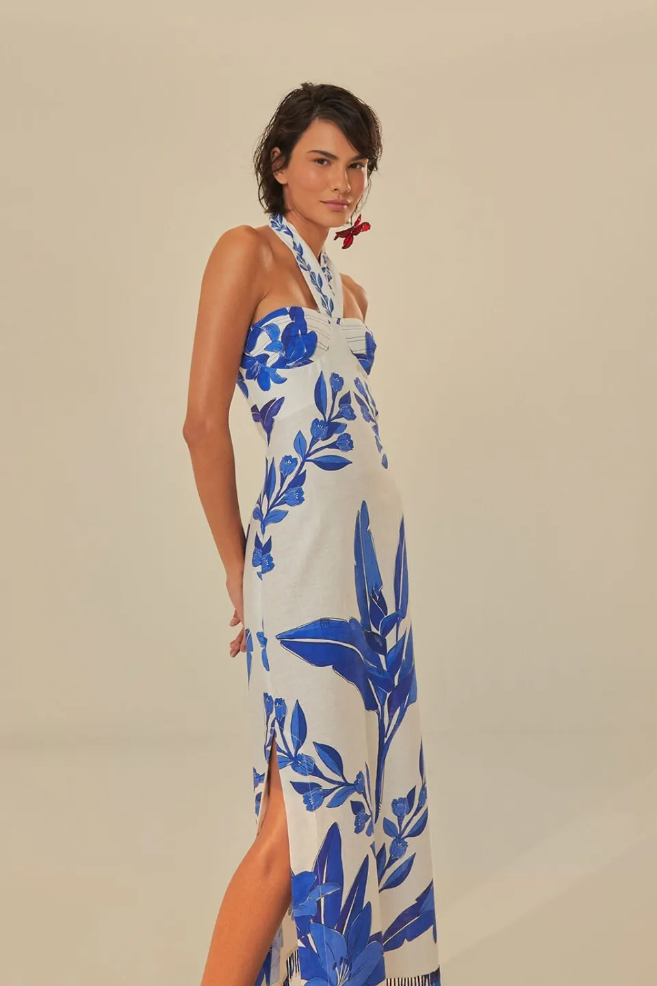 FARM Rio Robes Longues<Robe longue sans manches Off-White Blue Yard