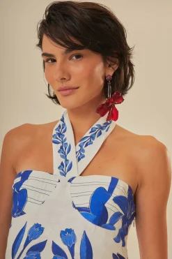 FARM Rio  Robes Longues<Robe longue sans manches Off-White Blue Yard