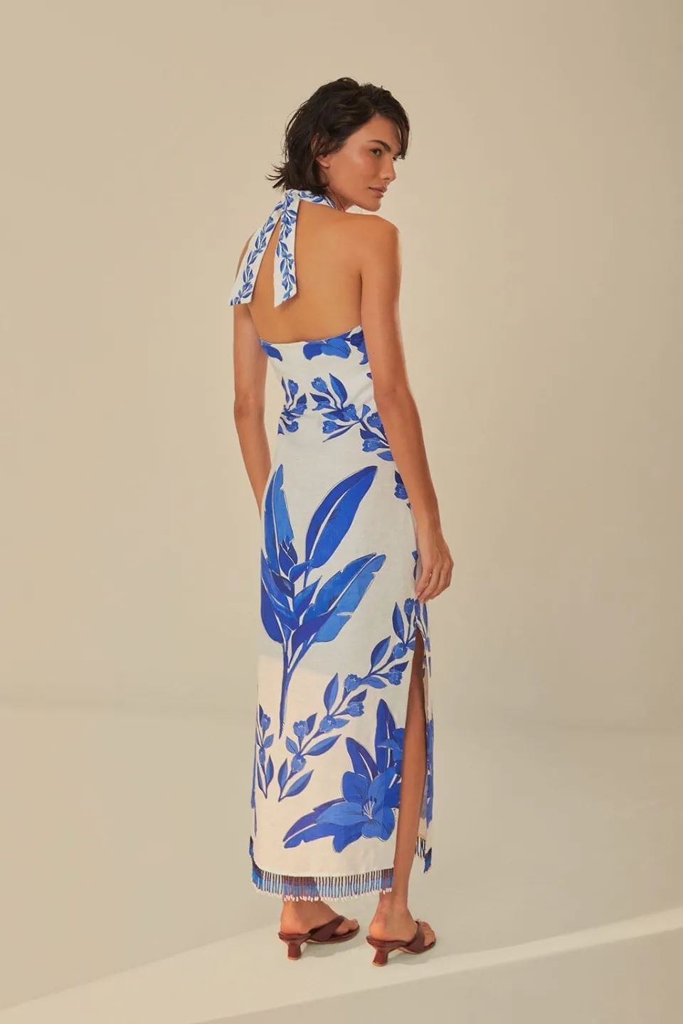 FARM Rio Robes Longues<Robe longue sans manches Off-White Blue Yard