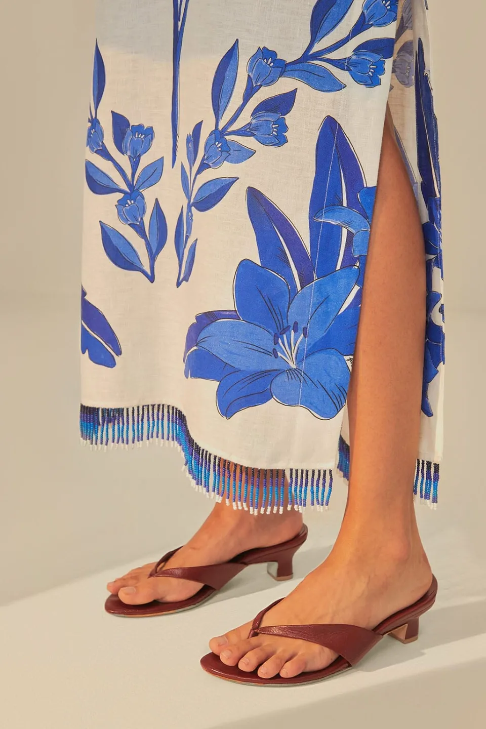 FARM Rio Robes Longues<Robe longue sans manches Off-White Blue Yard