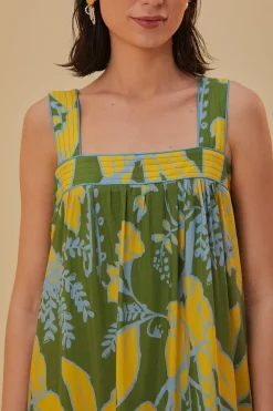 FARM Rio  Robes Longues<Robe longue sans manches à croquis de feuillage vert