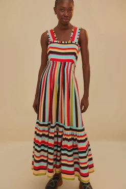 FARM Rio Robes Longues<Robe longue sans manches à rayures colorées