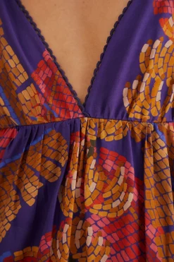 FARM Rio  Robes Longues<Robe longue sans manches en mosaïque Blue Forest