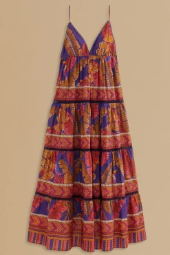 FARM Rio  Robes Longues<Robe longue sans manches en mosaïque Blue Forest