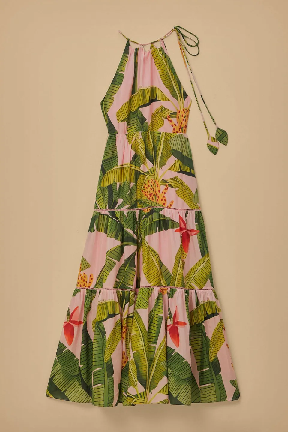 FARM Rio Robes Longues<Robe longue sans manches rose à feuilles de bananier