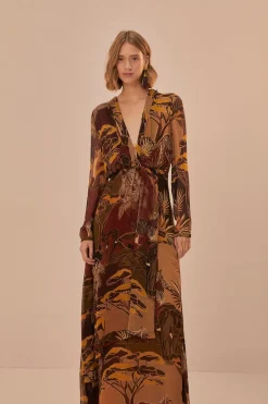 FARM Rio Robes Longues<Robe longue Savana Dream caramel