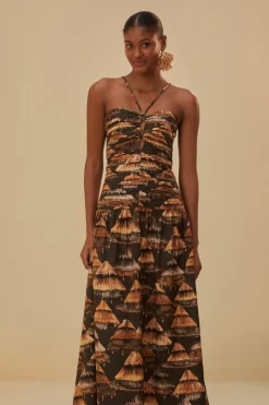 FARM Rio Robes Longues<Robe longue Shuhu marron sans manches