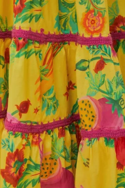 FARM Rio  Robes Longues<Robe longue smockée jaune Delicate Fruit Garden