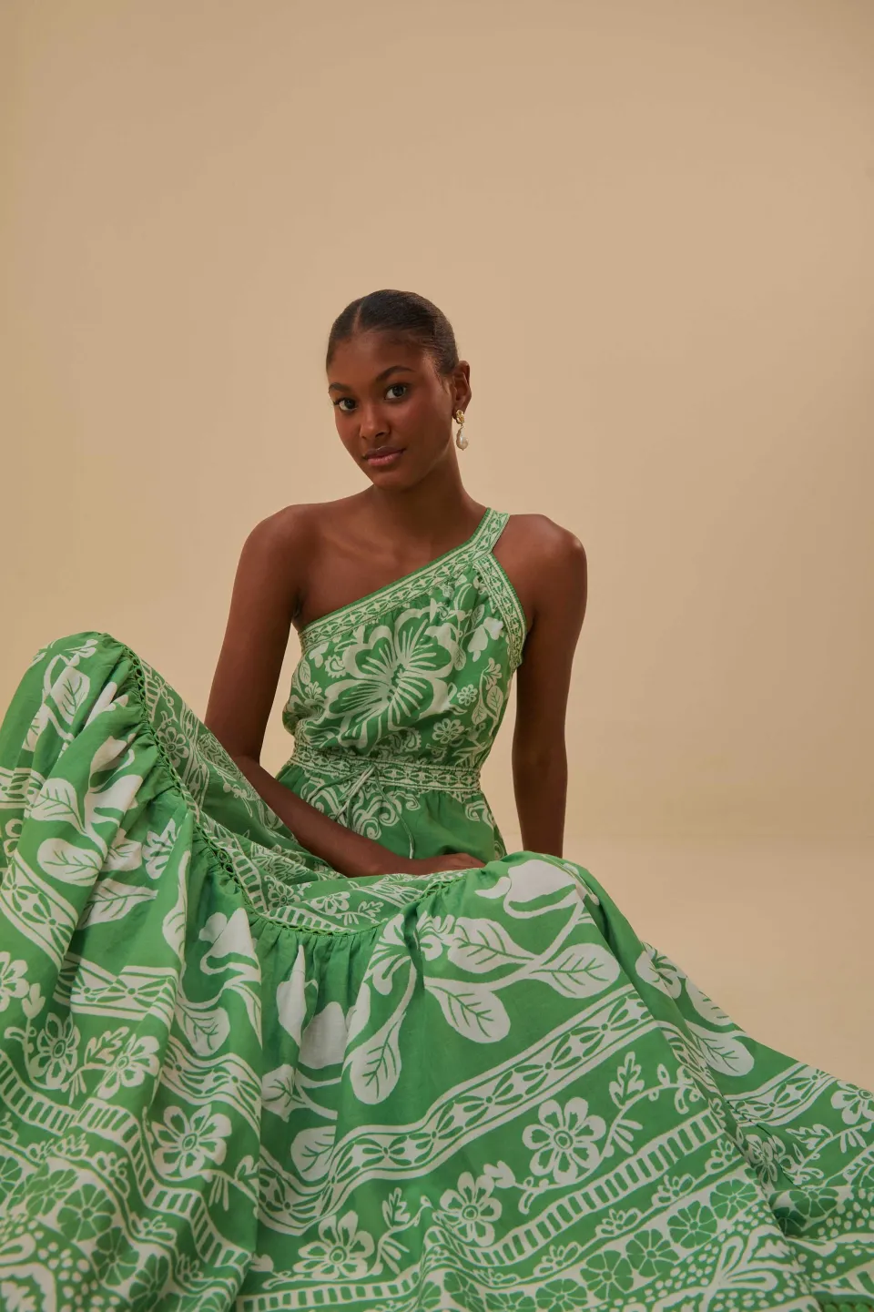 FARM Rio Robes Longues<Robe longue verte Sweet Garden