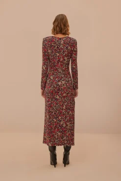 FARM Rio Robes Longues<Robe longue violette à nœuds et fleurs du jardin Chelsea