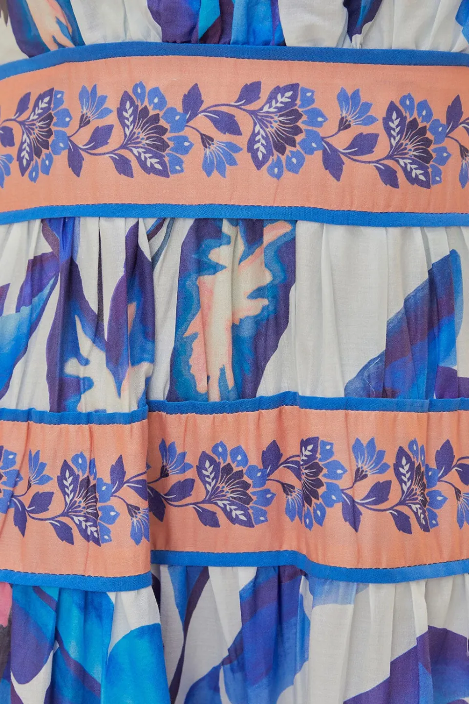 FARM Rio Robes Midi<Robe midi à feuillage bleu blanc cassé