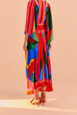 FARM Rio  Robes Midi<Robe midi à feuilles colorées