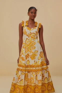 FARM Rio  Robes Midi<Robe midi à fleurs Aura blanc cassé