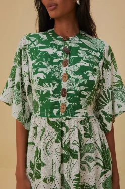 FARM Rio  Robes Midi<Robe midi à manches courtes Forest Soul