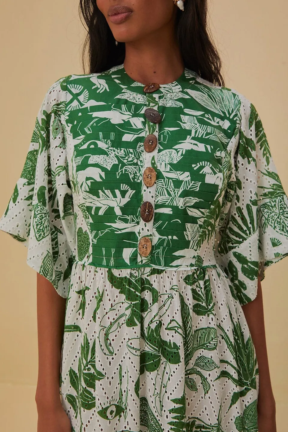 FARM Rio Robes Midi<Robe midi à manches courtes Forest Soul